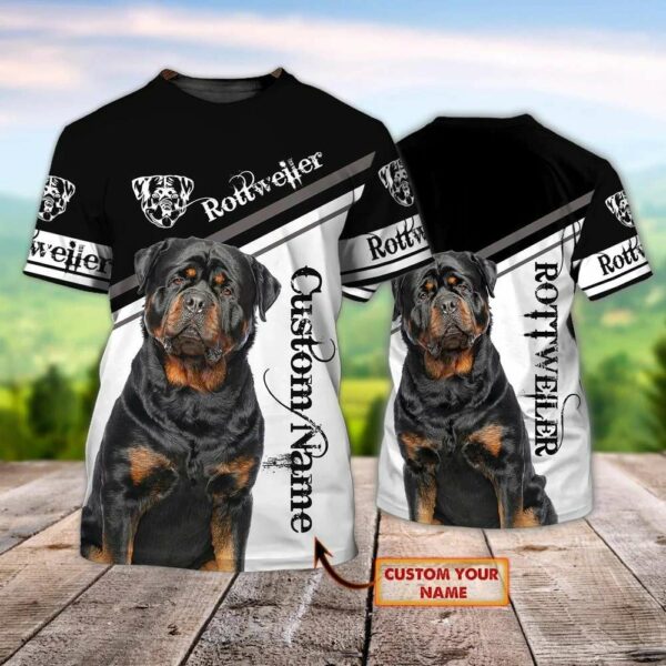 Personalized Name Cute Rottweiler Dog 3D T-shirt With Rottweiler