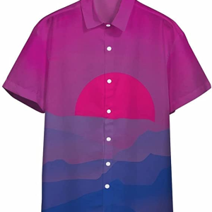 Bisexual Pride Sunrise Hawaii Shirt, Hawaiian Short Sleeve Shirt, Bisexual Pride Hawaiian Shirt