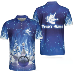 Bowling On Blue Fire Custom Polo Shirt, Blue Custom Bowling Shirt For Adults, Personalized Bowling Gift Coolspod