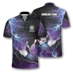 Bowling Strike Thunder Lightning Custom Bowling Jerseys for Men, Uniform Shirt for Bowling Team