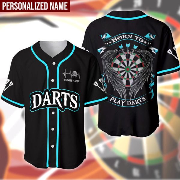 Darts Born To Play Darts Personalized Baseball Jersey, Shirt for Dart Lover