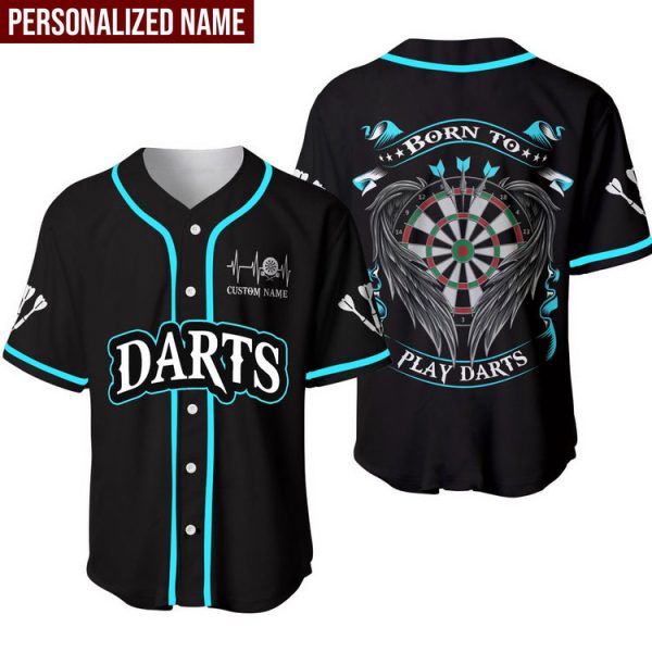 Darts Born To Play Darts Personalized Baseball Jersey, Shirt for Dart Lover