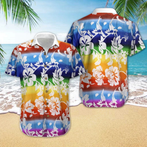 Lgbt Flower Hawaiian Shirt For Men And Women, Pride Love Is Love Rainbow Hawaiian Shirt