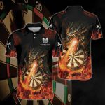 Personalized Name Dragon Fire Darts All Over Printed Unisex Shirt, Uniform for Dart Team, Dart Player