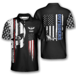 Personalized Skull American Flag Billiard Polo Shirts, Custom Billiard Shirts for Team, Men’s Billiard Polo Shirts
