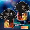 Poker Four Of A Kind Aces Skull On Fire Personalized Name 3d Hawaiian Shirt For Poker Players 2