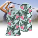 Seamless Tropical Flamingo Golf Women Short Sleeve Polo Shirt Sleeveless Polo Shirt, Idea Gift for Golf Lover