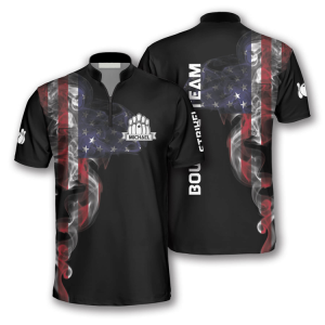 Us Flag Smoke Custom Bowling Jerseys for Men, Uniform Shirt for Bowling Team, Bowler