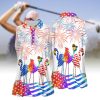 3D All Over Print Stickfigures Playing Golf Women Short Sleeve Polo Shirt Sleeveless Polo Shirt