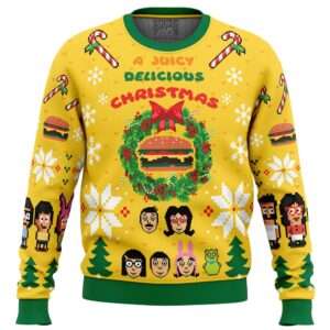 A Juicy Delicious Christmas Bob’s Burgers Ugly Christmas Sweater