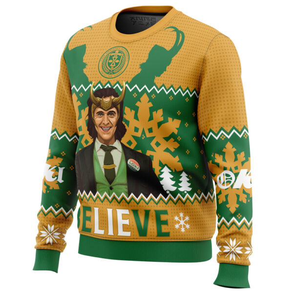 Believe Loki Marvel Ugly Christmas Sweater