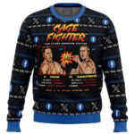 Cage Fighter Elun Mask vs.Mark Zuckerberg Funny Pop Culture Ugly Christmas Sweater