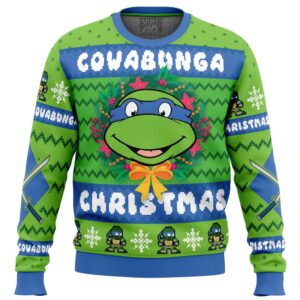 Cowabunga Leonardo Christmas Teenage Mutant Ninja Turtles Ugly Christmas Sweater