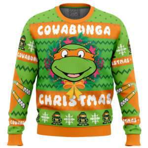Cowabunga Michaelangelo Christmas Teenage Mutant Ninja Turtles Ugly Christmas Sweater