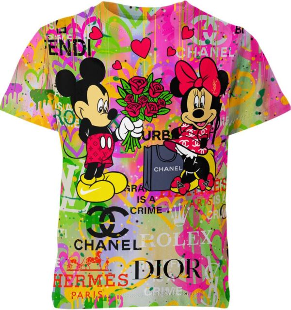 Mickey Mouse Minnie Mouse Louis Vuitton Gucci Chanel Fendi Shirt