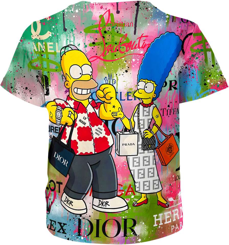 Homer Simpson Marge Simpson Fendi Hermes Prada Dior Rolex Shirt