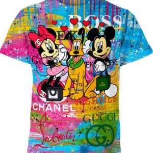 Minnie Pluto Mickey Chanel Gucci Rolex Louis Vuitton Shirt