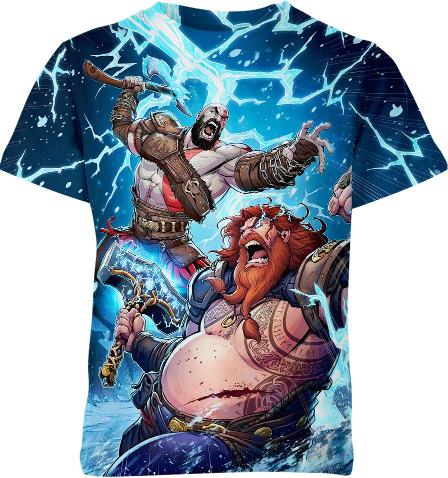 God Of War Ragnarok - Kratos Vs Thor Marvel Comics Shirt