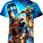 Cable And Booster Gold In The Doctor Who Universe Marvel Comics Shirt