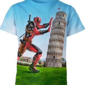 Deadpool In Italy Leaning Tower Of Pisa Marvel Comics Shirt