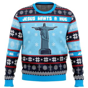 Jesus Wants a Hug Hellsing Ugly Christmas Sweater