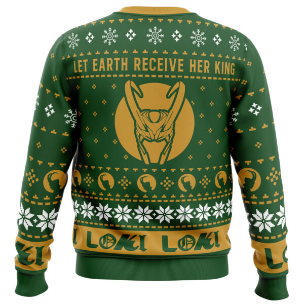 Let Earth Receive Her King Loki Marvel Ugly Christmas Sweater