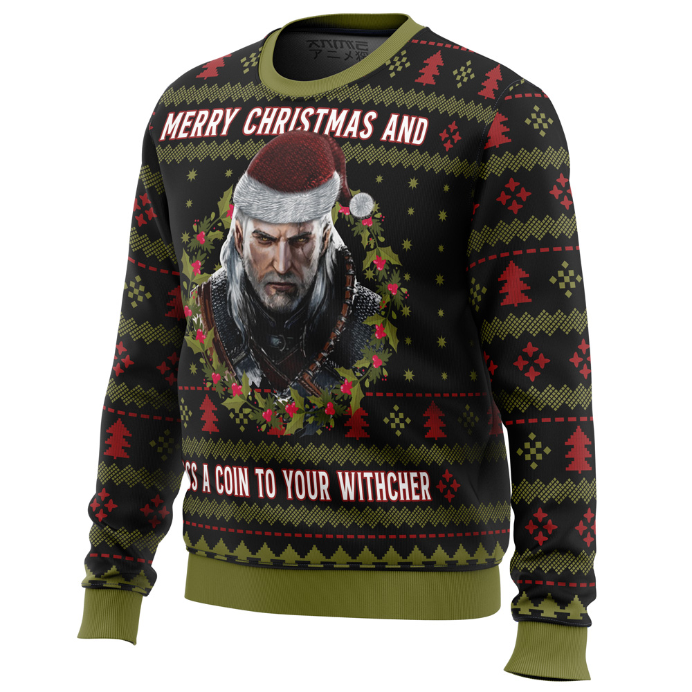 Merry Christmas and Toss a Coin The Witcher Ugly Christmas Sweater