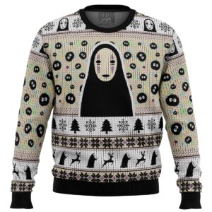 No Face and Soot Sprites Spirited Away Studio Ghibli Ugly Christmas Sweater