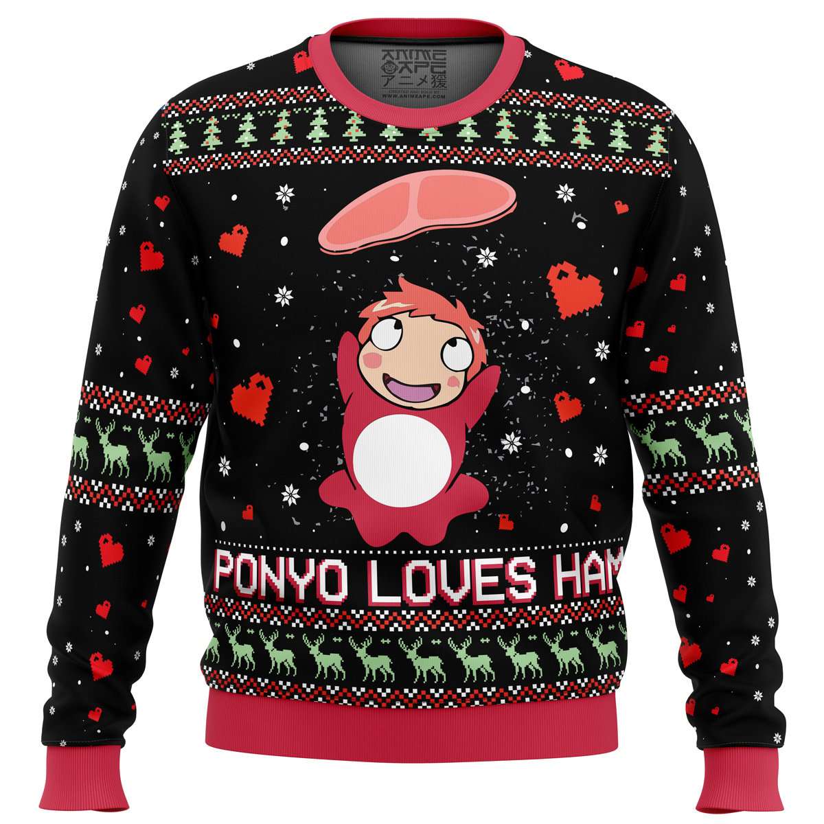 Studio Ghibli Ponyo Loves Ham Miyazaki Ugly Christmas Sweater