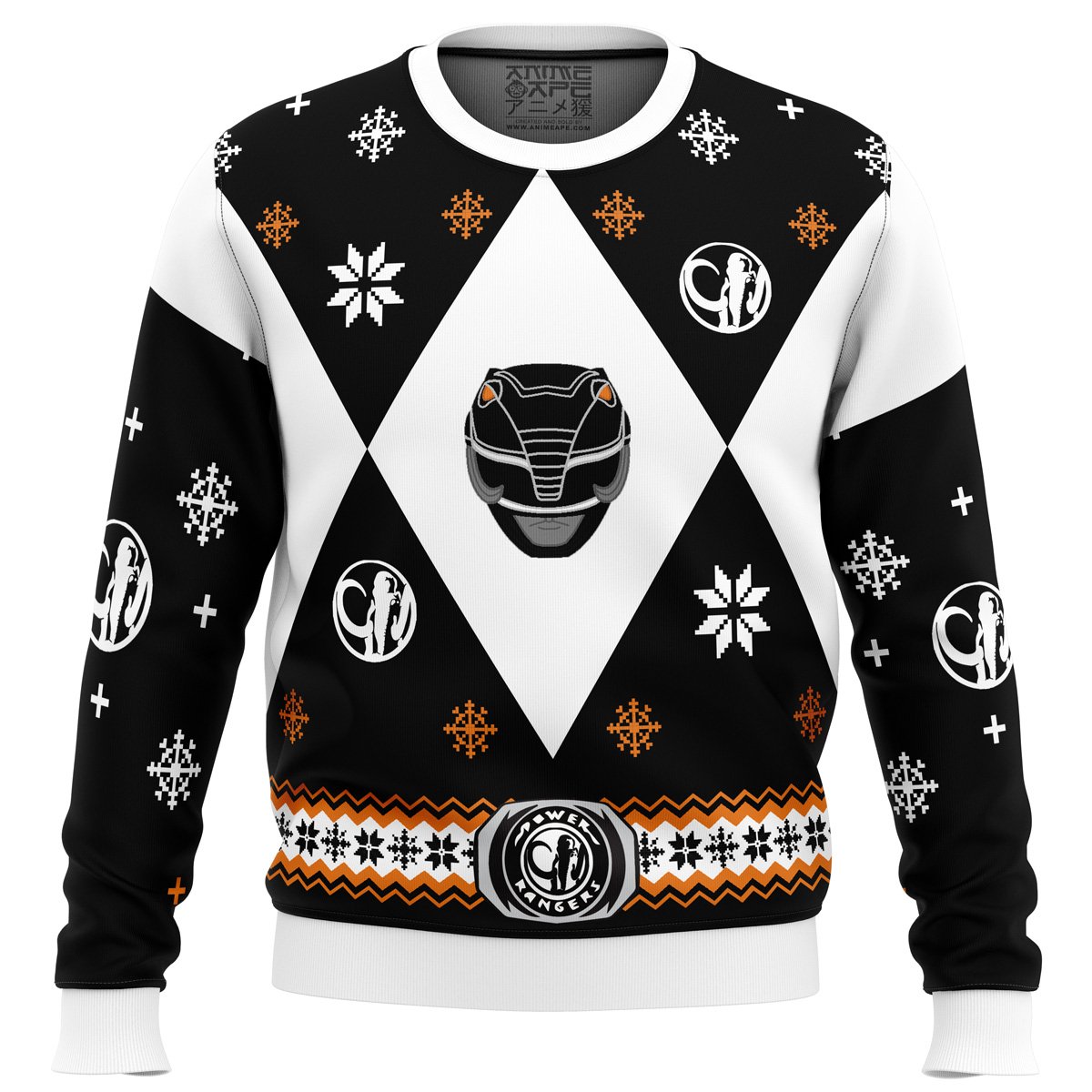 Mighty Morphin Power Rangers Black Ugly Christmas Sweater