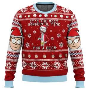 Rick and Morty Time for a Beer Ugly Christmas Sweater