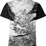 Black And White Howl’s Moving Castle all over print T-shirt