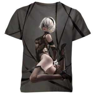 9S and Eros Ahegao all over print T-shirt