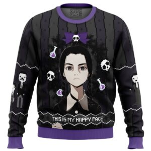 This is my Happy Face Wednesday Addams Ugly Christmas Sweater