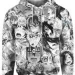 Ahegao White And Black Hot Felling 3D Hoodie, Hot Anime Woman for Fan