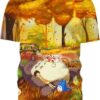Ghibli Totoro Sleep in Green Forest 3D T-Shirt, Totoro Shirt for Lovers