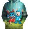 Baby Mickey and Stitch Exchange 3D Hoodie, Lilo and Stitch Clothes for Lovers