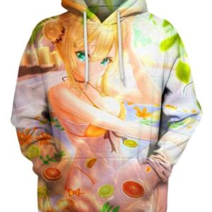 Bath Among Nature 3D Hoodie, Hot Anime Woman for Fan