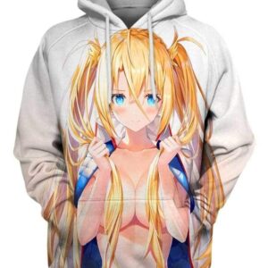 Blonde Babe 3D Hoodie, Hot Anime Woman for Fan