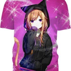 Cat Girl 3D T-Shirt, Hot Anime Woman for Fan