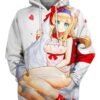 Charming Brown Hair 3D Hoodie, Hot Anime Woman for Fan