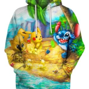 Cutie Viking Stitch Toothless 3D Hoodie, Lilo and Stitch Clothes for Lovers