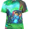 Cute Hunter Stitch Toothless 3D T-Shirt, Lilo and Stitch Clothes for Lovers