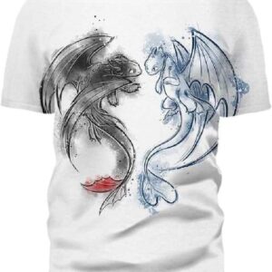 Dragons Calligraphy Draw 3D T-Shirt, How To Train Your Dragon Shirt