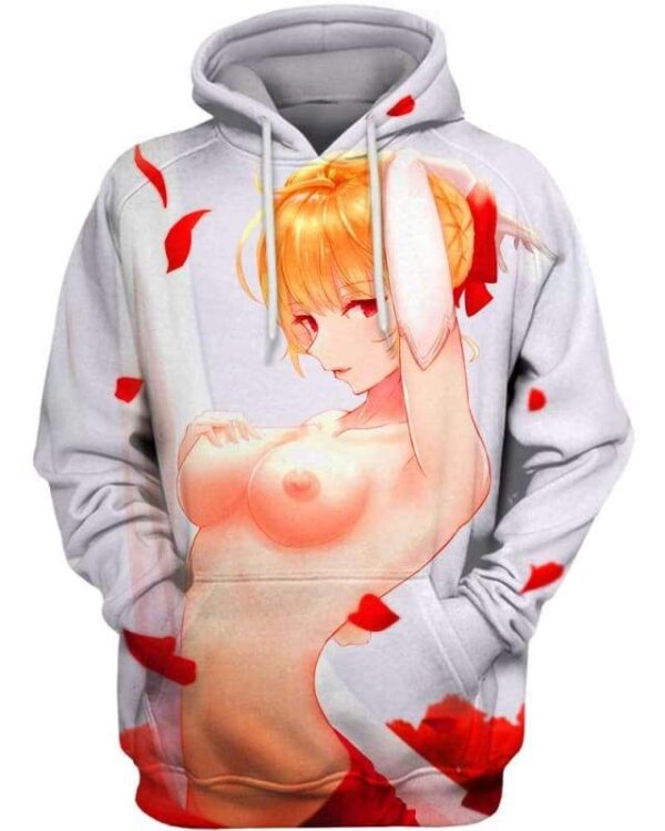 Falling Roses 3D Hoodie, Hot Anime Woman for Fan