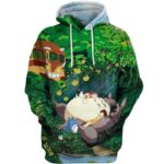 Ghibli Totoro Sleep in Green Forest 3D Hoodie, Totoro Shirt for Lovers