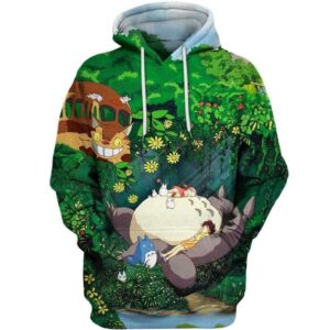 Ghibli Totoro Sleep in Green Forest 3D Hoodie, Totoro Shirt for Lovers