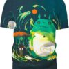 Ghibli Totoro Sleep in Green Forest 3D T-Shirt, Totoro Shirt for Lovers