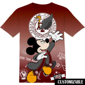 Customized Texas AM University Disney Mickey Shirt