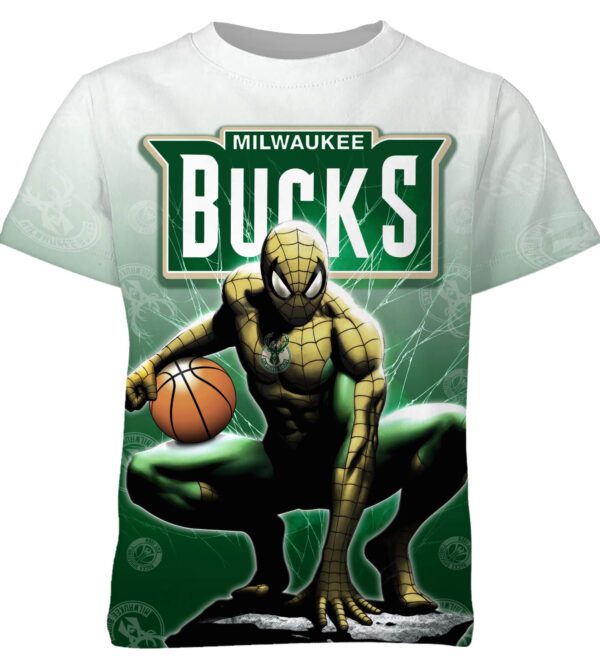 Customized Marvel NBA SpiderMan Milwaukee Bucks Shirt